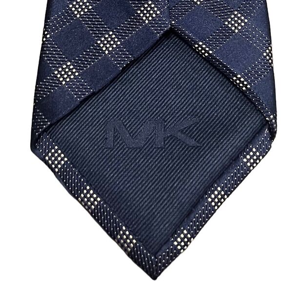 2for25 Michael Kors Silk Men Tie Blue Beige Plaid Check Classic Designer Necktie - Picture 8 of 16